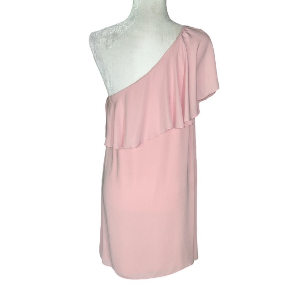 Amanda Uprichard Zoe Dress One Shoulder Ruffle Mini Length Pink Size Small - Picture 10 of 12